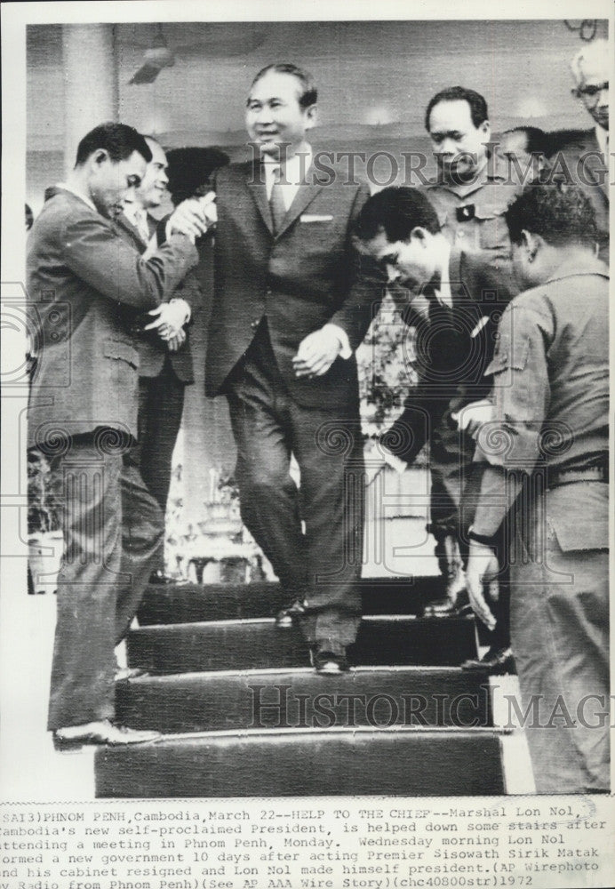 1972 Press Photo Cambodian President Lon Nol in Phnom Penh - Historic Images