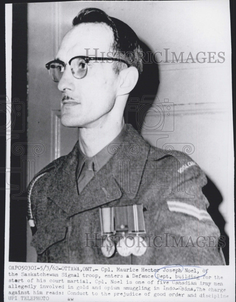 1962 Press Photo Cpl Maurice Hector Joseph Noel of Canada at his court martial - Historic Images