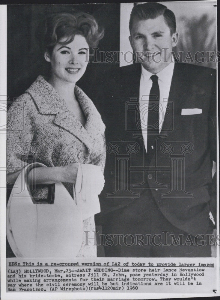 1960 Press Photo Millionaire Heir Lance Reventlow Actress Jill St. John Wedding - Historic Images