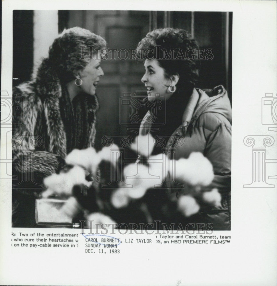 1983 Press Photo Actors And Carol Burnett And Elizabeth Taylor In HBO Special - Historic Images