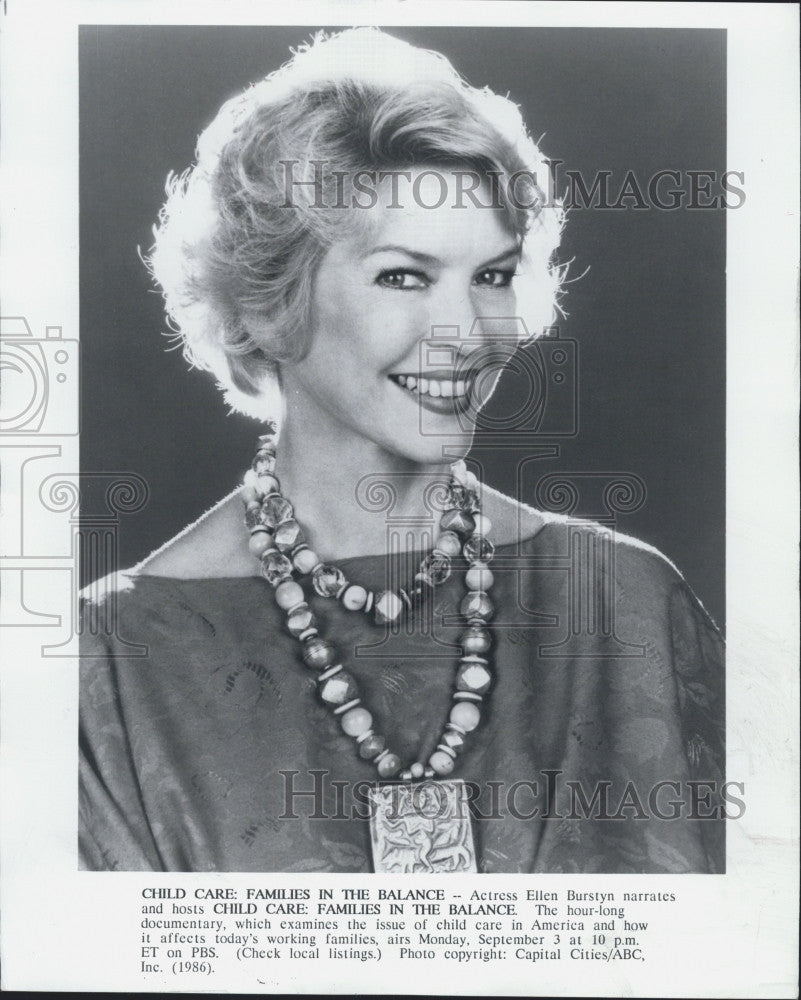 1986 Press Photo &quot;Child Care: Families in the Balance &quot; starring Ellen Burstyn - Historic Images