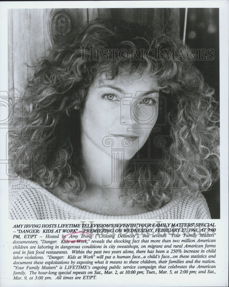 1991 Press Photo &quot;Your Family Matters&quot; hosted by Amy Irving - Historic Images