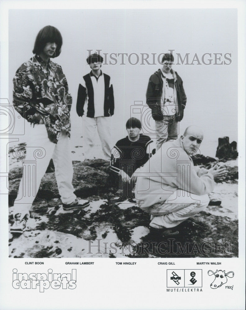 Press Photo &quot;Inspiral Carpets&quot; M Walsh,T Hingley,G Lambert,C Boon,C Gill - Historic Images