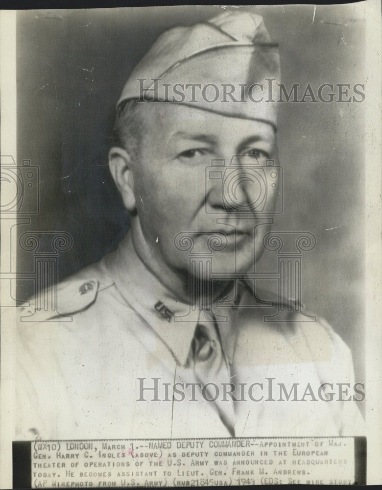 1943 Press Photo Major General Harry Ingles Deputy Commander European Theater - Historic Images