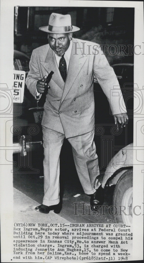 1948 Press Photo American Stage, Film, And Television Actor Rex Ingram In Court - Historic Images