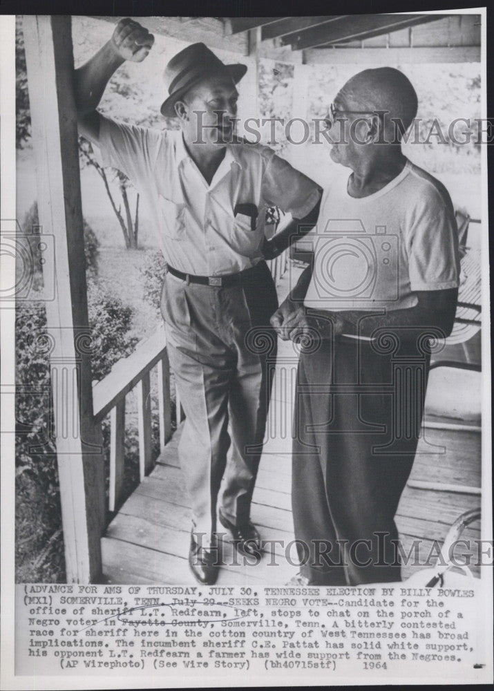 1964 Press Photo Candidate for office of Sheriff L T Redfearn Somerville TN - Historic Images