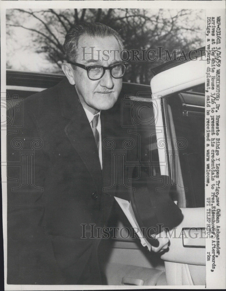 1959 Press Photo Dr. Ernesto Dihigo Lopez Trigo of Cuba at the White House - Historic Images