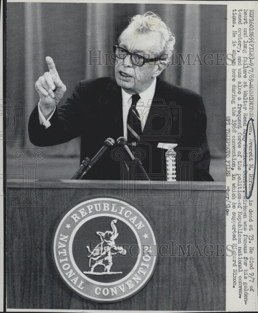 1969 Press Photo Senator Everett Dirksen of Ill. at Rep Convention - Historic Images