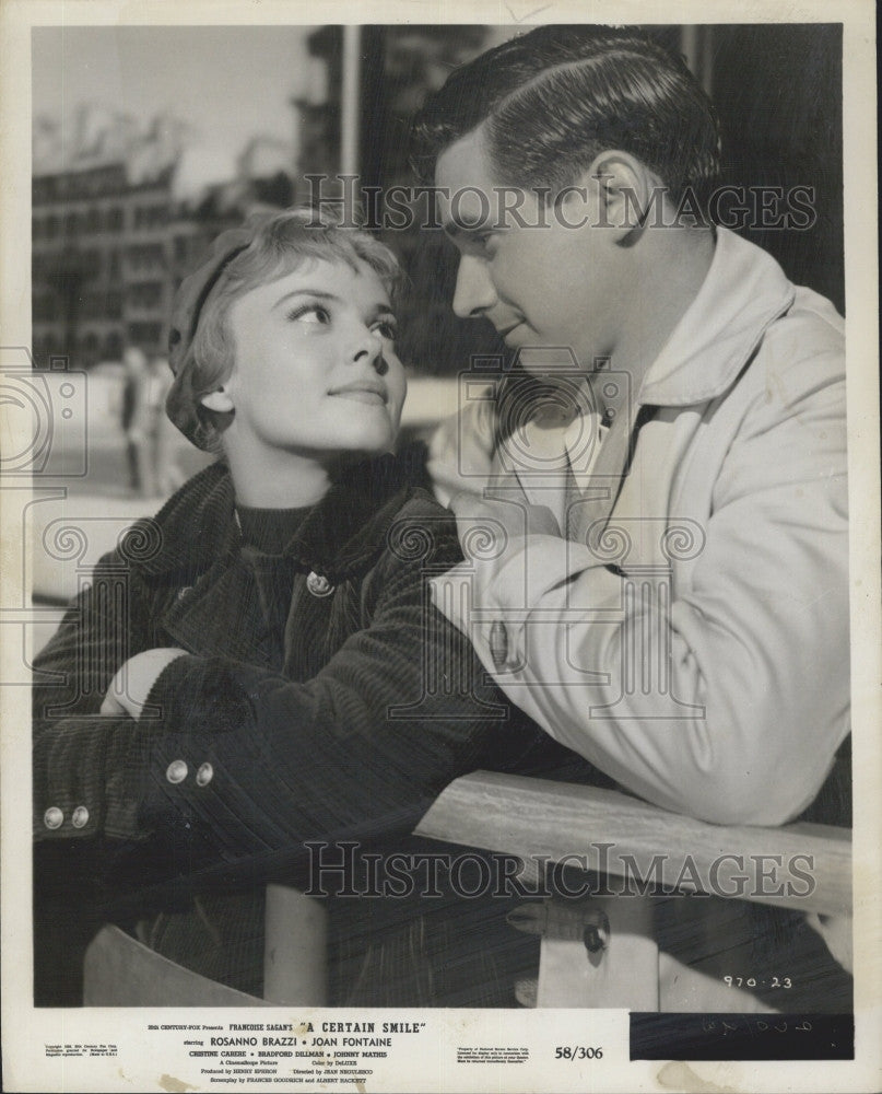 1958 Press Photo Actress Christine Carere and Actor Bradford Dillman in Movie - Historic Images