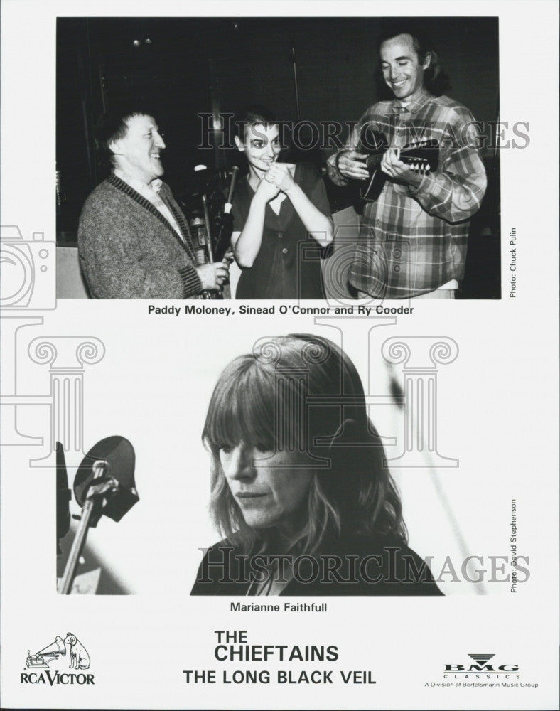 Press Photo The Chieftains: P. Moloney, S. O'Connor, Ry Cooder, M. Faithfull - Historic Images