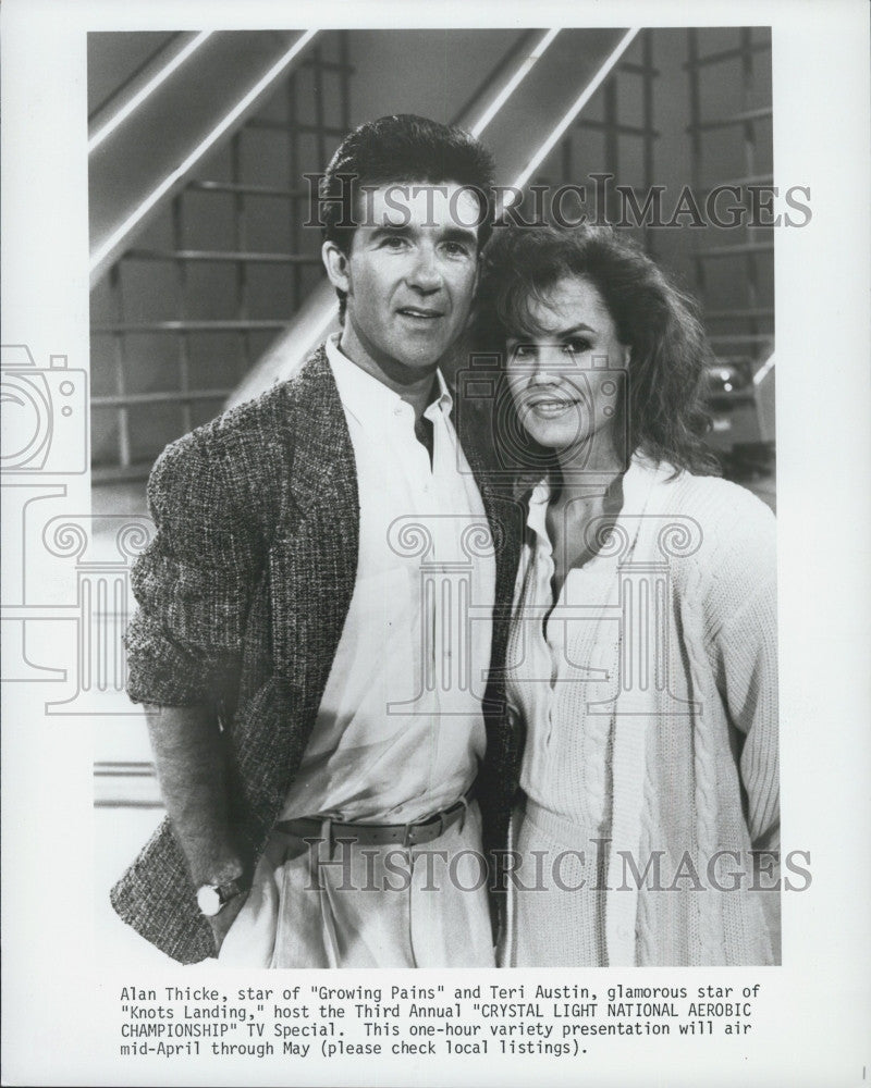 Press Photo Alan Thicke, Teri Austin &quot;Crystal Light National Aerobic&quot; - Historic Images