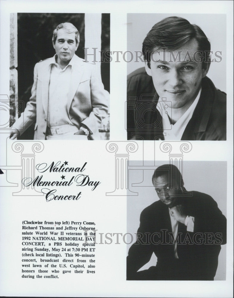 Press Photo National Memorial Day Concert: Perry Como, Richard Thomas - Historic Images