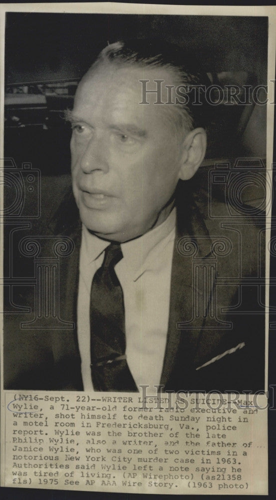 1963 Press Photo Max Wylie,former radio exec who committed suicide - Historic Images
