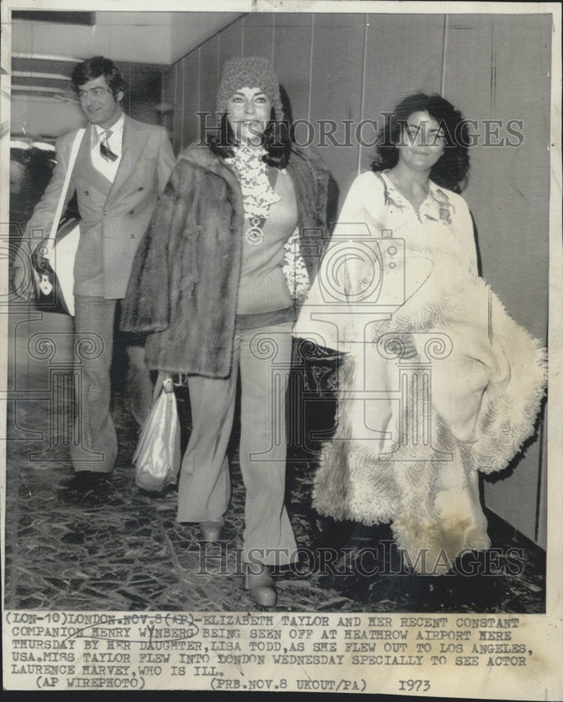 1973 Press Photo Elizabeth Taylor &amp; Henry Winberg &amp; her daughter Lisa Todd - Historic Images