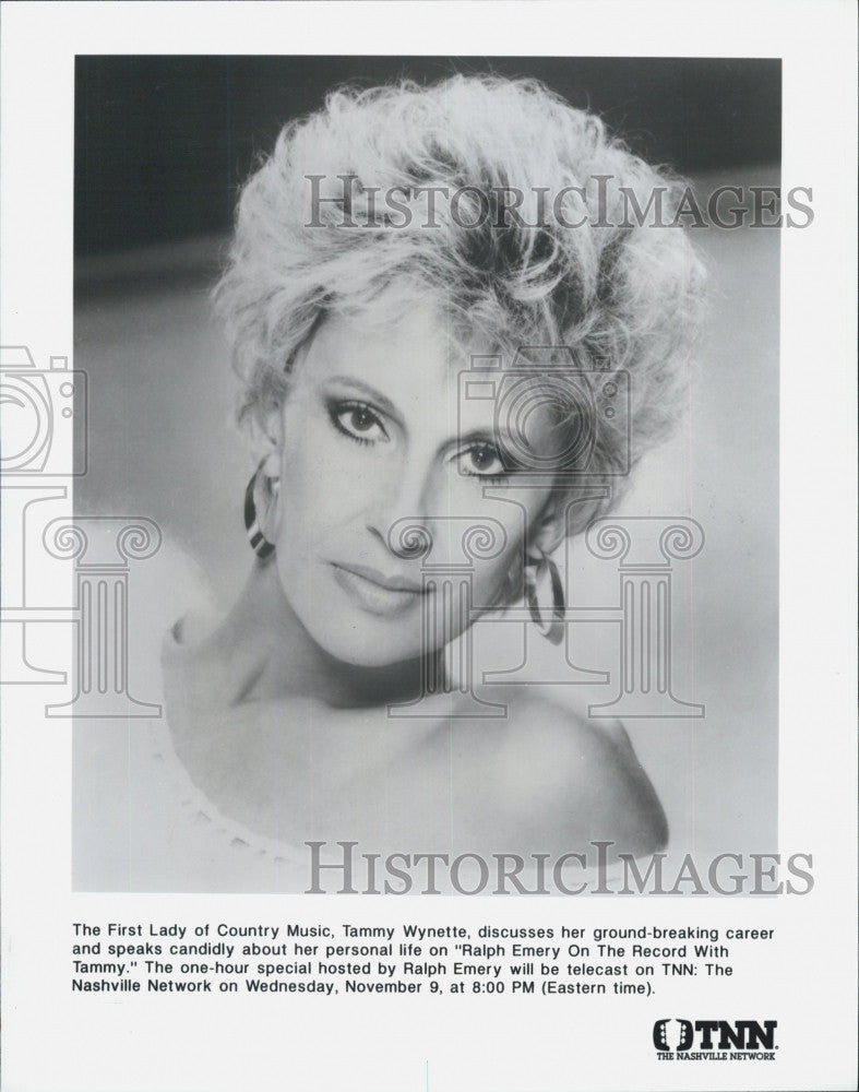Press Photo Country singer Tammy Wynette on TNN - Historic Images