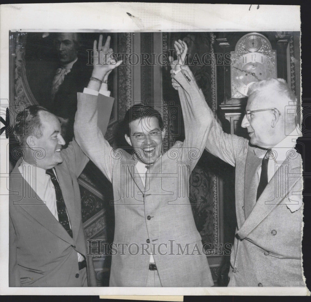 1957 Press Photo Democratic Senators, H Humphrey, F Church &amp; Paul Douglas - Historic Images