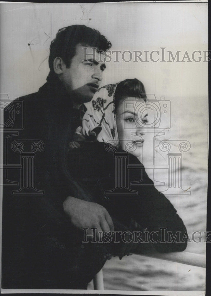 1958 Press Photo Actress Linda Christian and Italian actor Maurizio Arena. - Historic Images