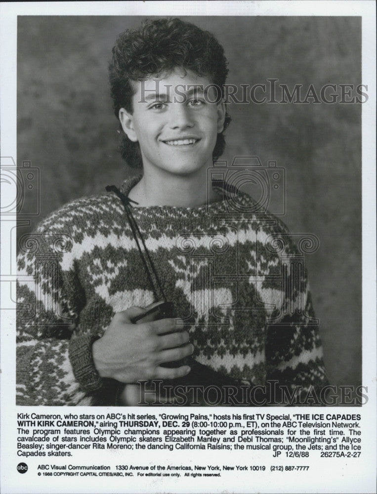 1988 Press Photo Kirk Cameron To Host &quot;Ice Capades&quot; - Historic Images