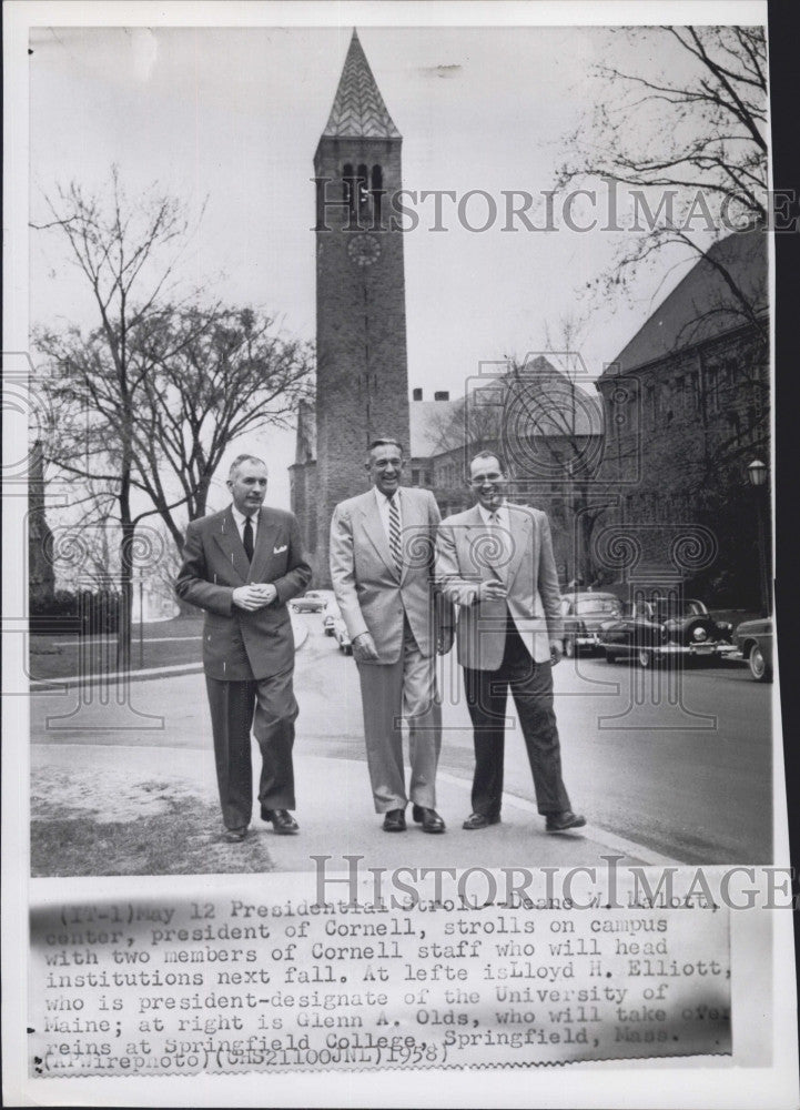 1958 Press Photo Cornell pres. DW Malott 7 teo staff members - Historic Images