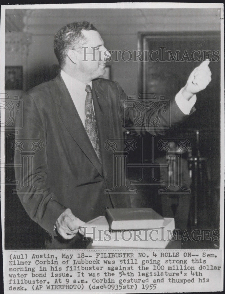 1955 Press Photo Sen. Kilmer Corbin Makes Speech - Historic Images