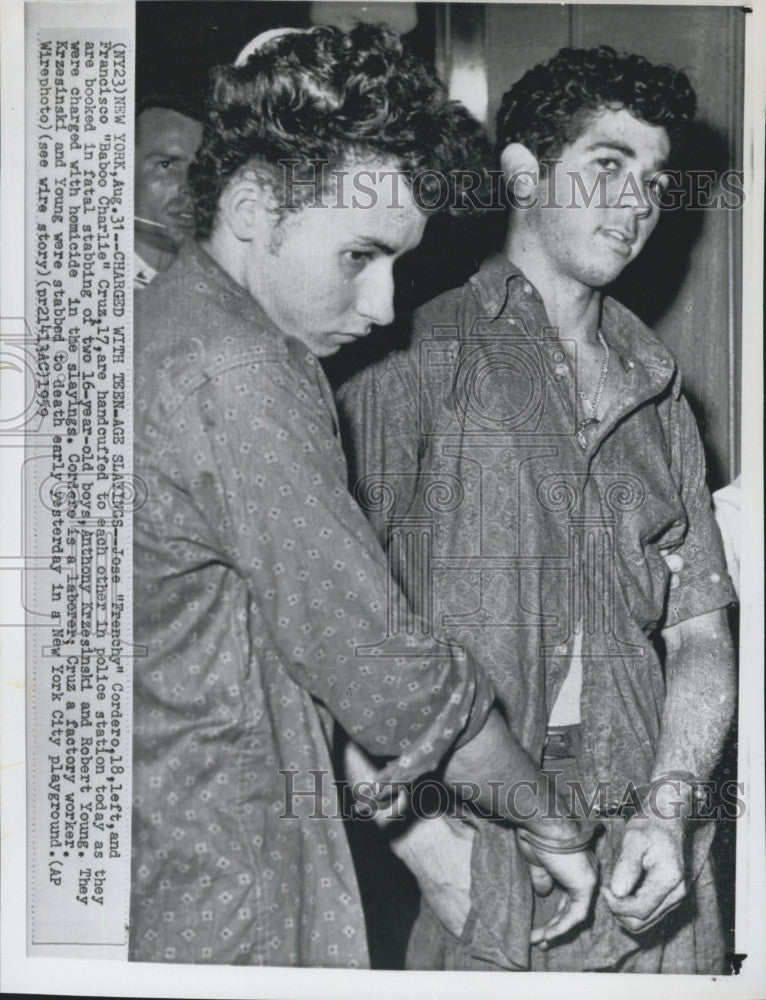 1959 Press Photo Jose&quot;Frenchy&quot; Cordero &amp; Francisco  Cruz charged with a stabbing - Historic Images