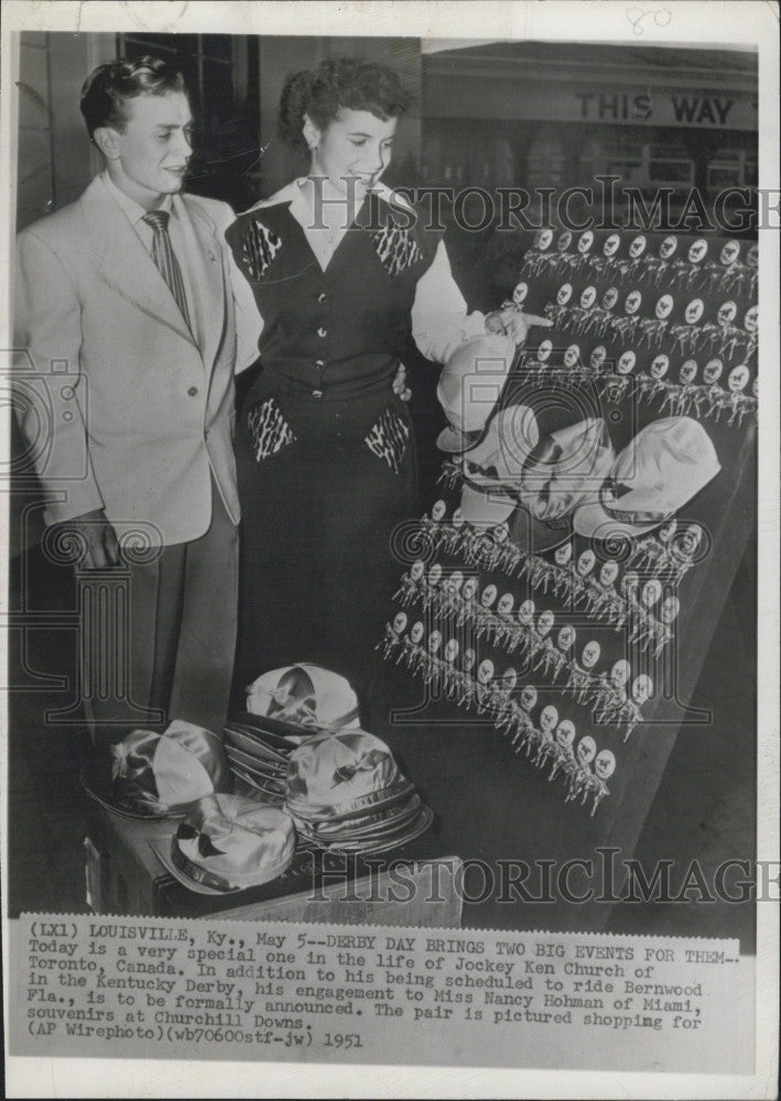 1951 Press Photo Jockey Ken Church &amp; Nancy Hohman - Historic Images