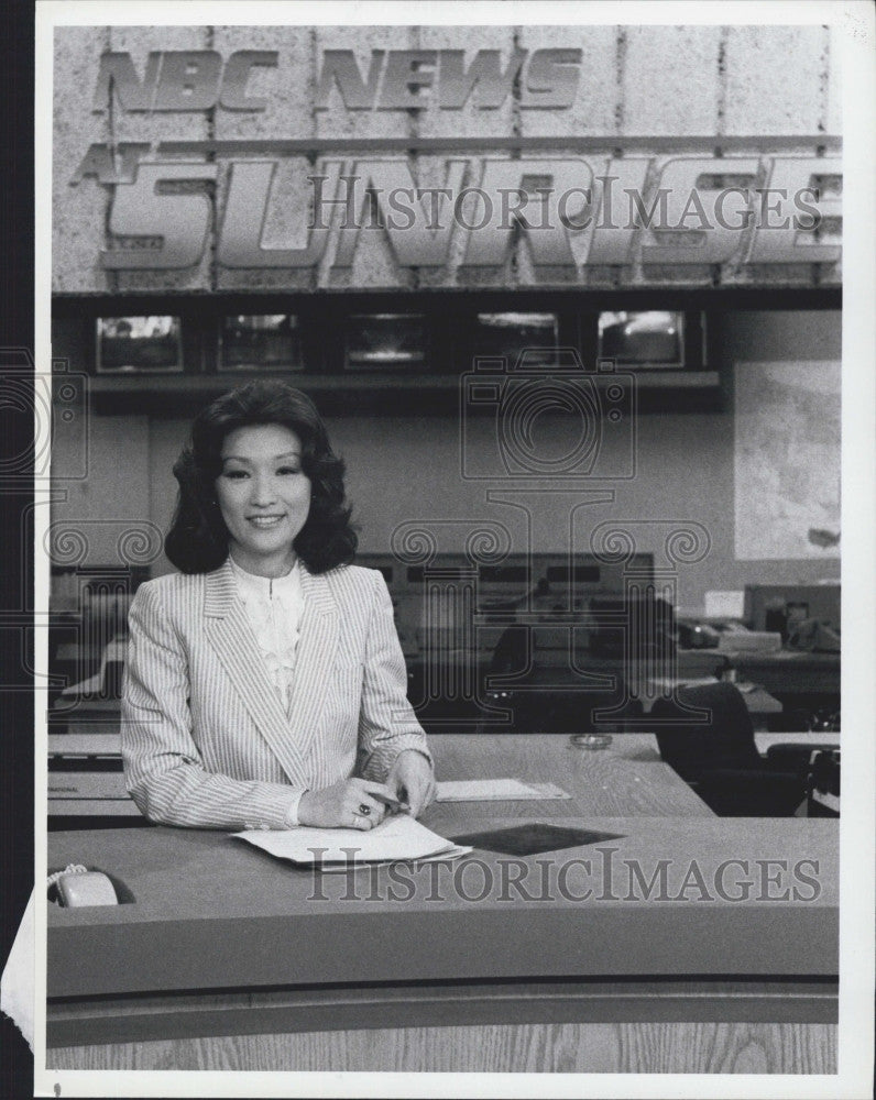 1983 Press Photo Correspondent Connie Chung on &quot;NBC News at Sunrise&quot; - Historic Images