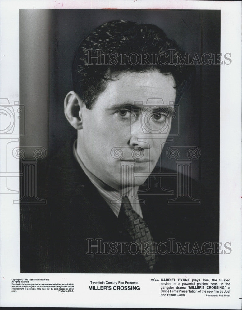 1990 Press Photo Gabriel Byrne stars in &quot;Miller&#39;s Crossing&quot; - Historic Images