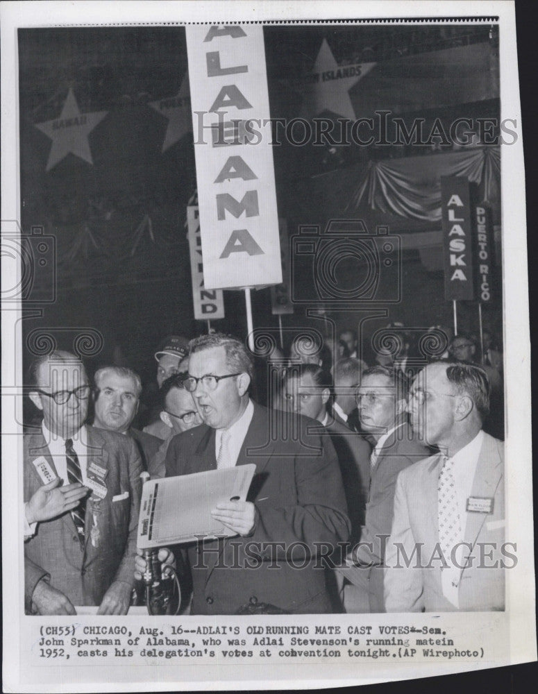 1956 Press Photo Sen John Sparkman at political convention - Historic Images