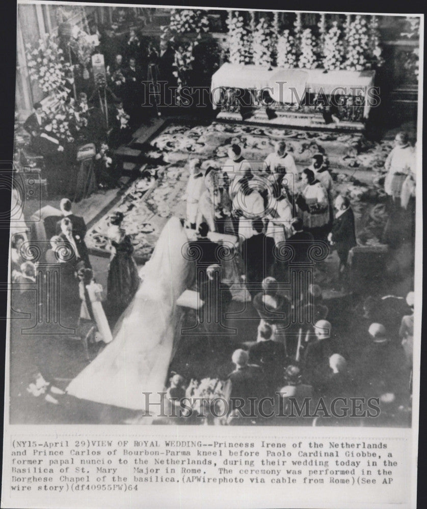 1964 Press Photo wedding of Princess Irene of the Netherlands to Prince Carlos - Historic Images