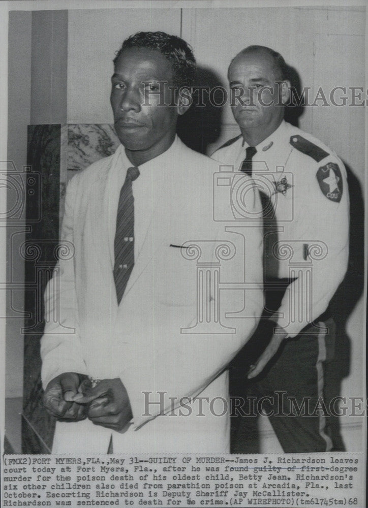 1968 Press Photo James Richardson, guilty of poisoning daughter, Betty Jean - Historic Images