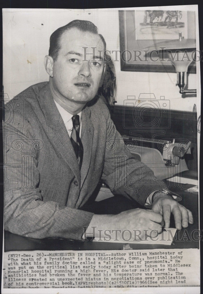 1966 Press Photo Author William Manchester of &quot;The Death of a President&quot; - Historic Images