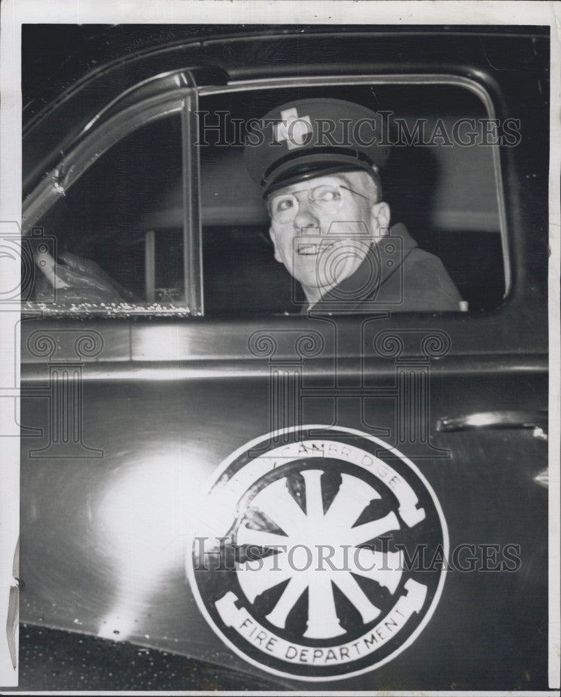 1951 Press Photo Dave Ryan Aide To Fire Chief In Cambridge, MA - Historic Images