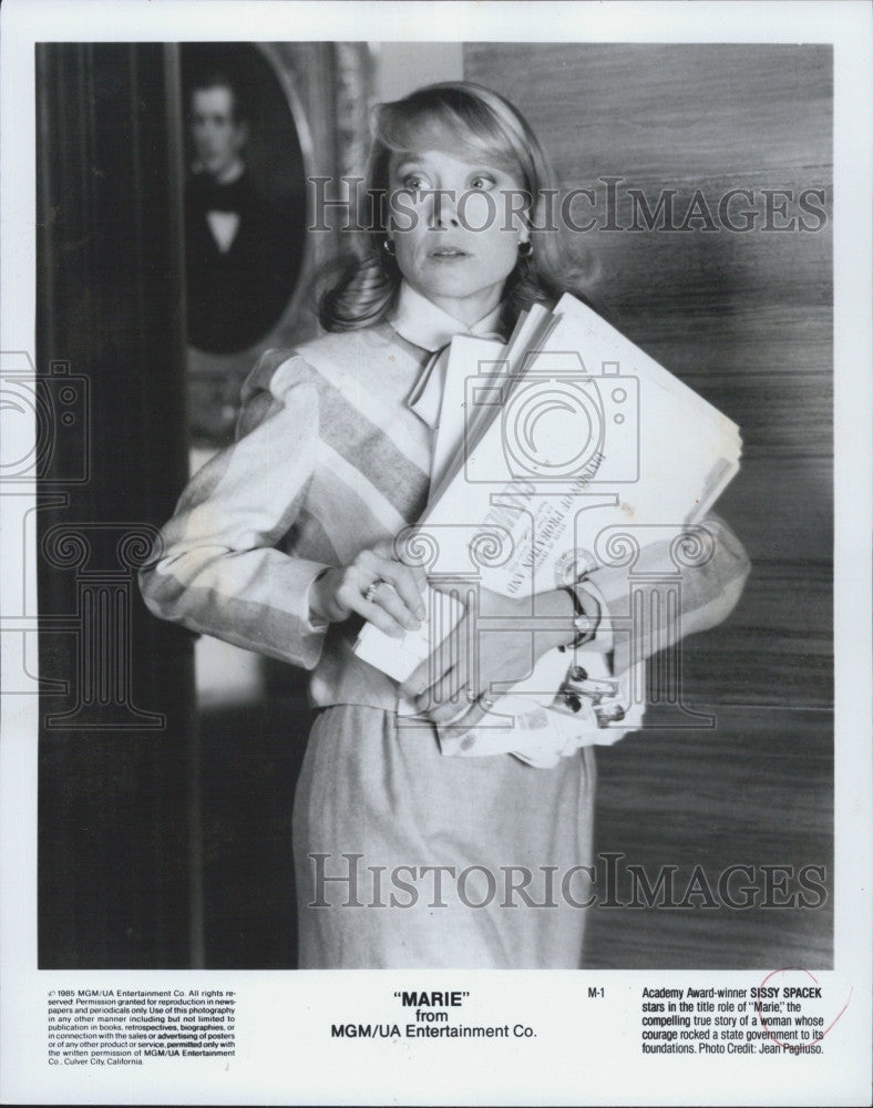 1985 Press Photo Actress Sissy Spacek Stars in Movie &quot;Marie&quot; - Historic Images