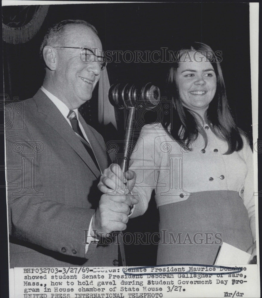 Senate President Maurice Donahue with Deborah Gallagher 1969 Press Photo - Historic Images