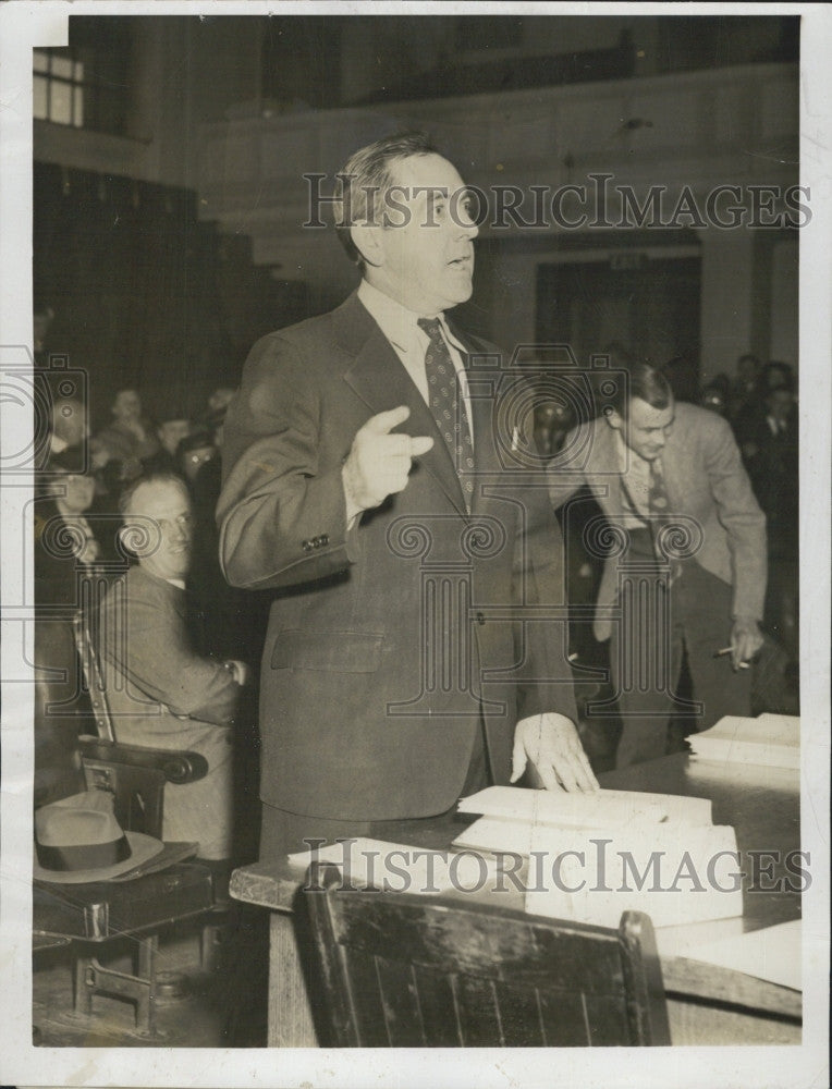 1936 Press Photo Edmund Donlan in &quot;Plan &#39;E&#39; Hearing&quot; - Historic Images