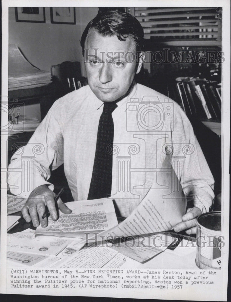 1957 Press Photo Head of Washington Bureau of NY Times James Reston - Historic Images