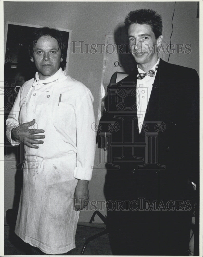 1986 Press Photo Ron Reagan Jr And Chef Wolfgang Puck At Spago&#39;s Restaurant - Historic Images