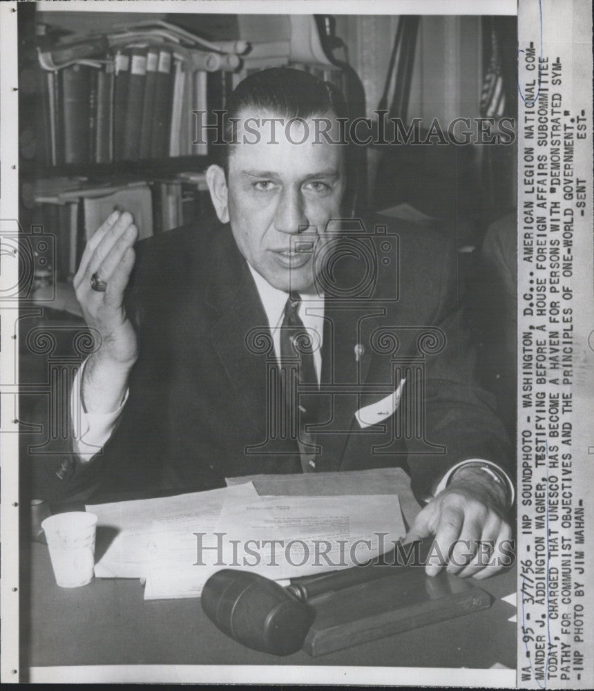 1956 Press Photo American Legion National Commander J. Addington Wagner - Historic Images