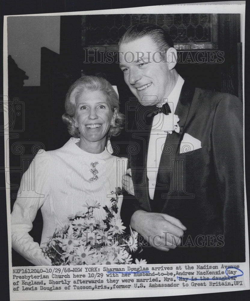 1968 Press Photo Sharman Douglas and Andrew MacKenzie Hay daughter of former US - Historic Images