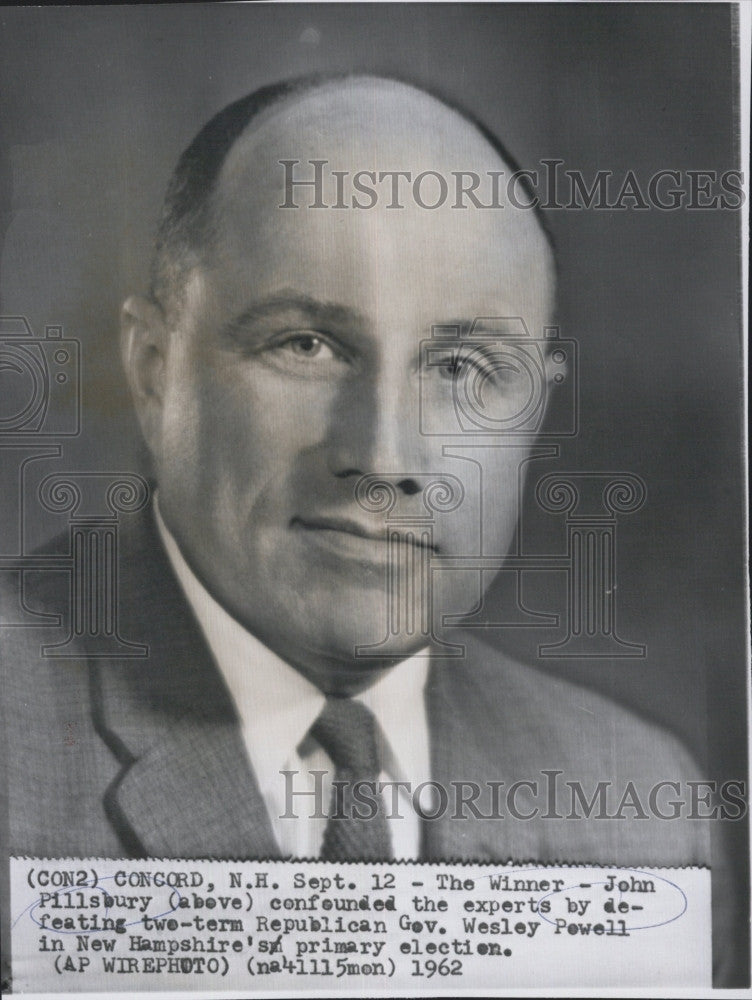 1962 Press Photo New Hampshire Governor John Pillsbury - Historic Images