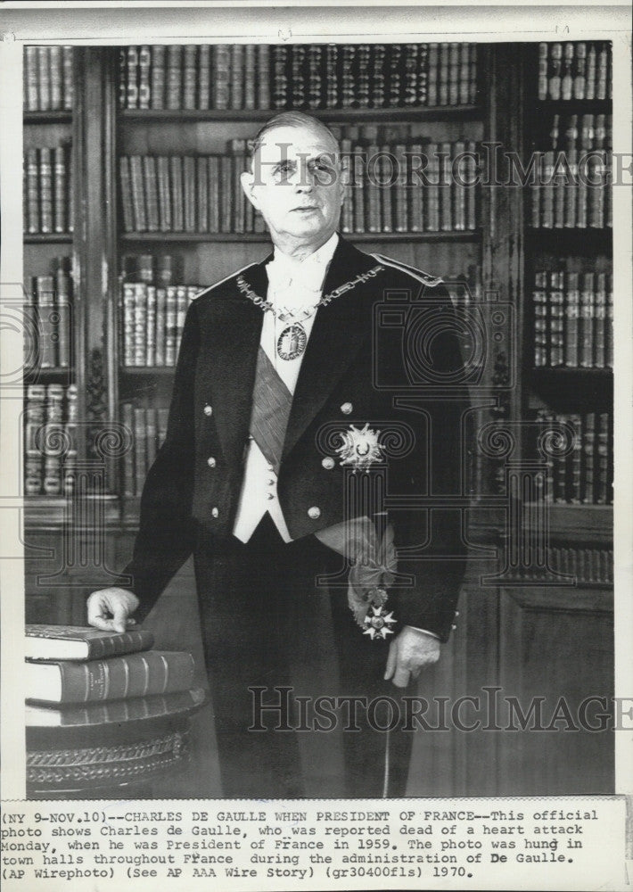 1970 Press Photo French President Charles de Gaulle - Historic Images