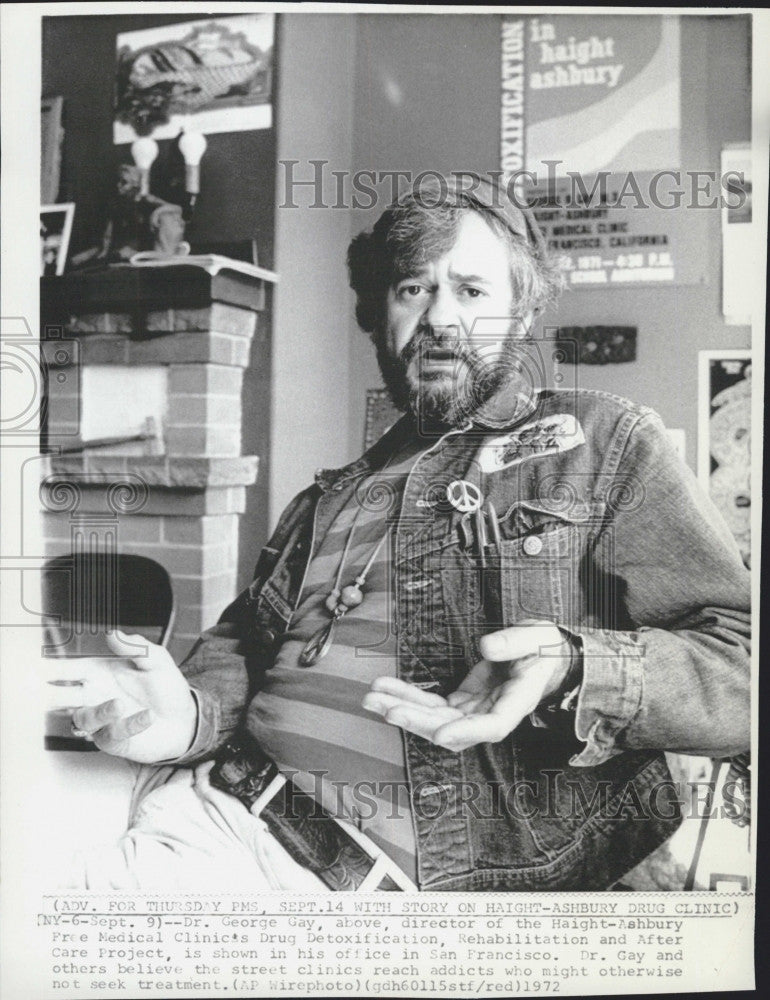 1972 Press Photo Dr. George Day of Haight-Ashbury Drug Detox Program - Historic Images