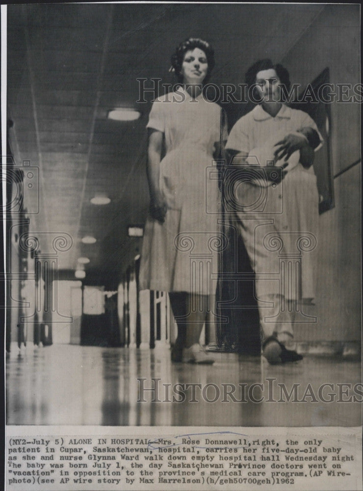 1962 Press Photo Rose Donnawell, Only Patient in Cupar Saskatchewan Hospital - Historic Images