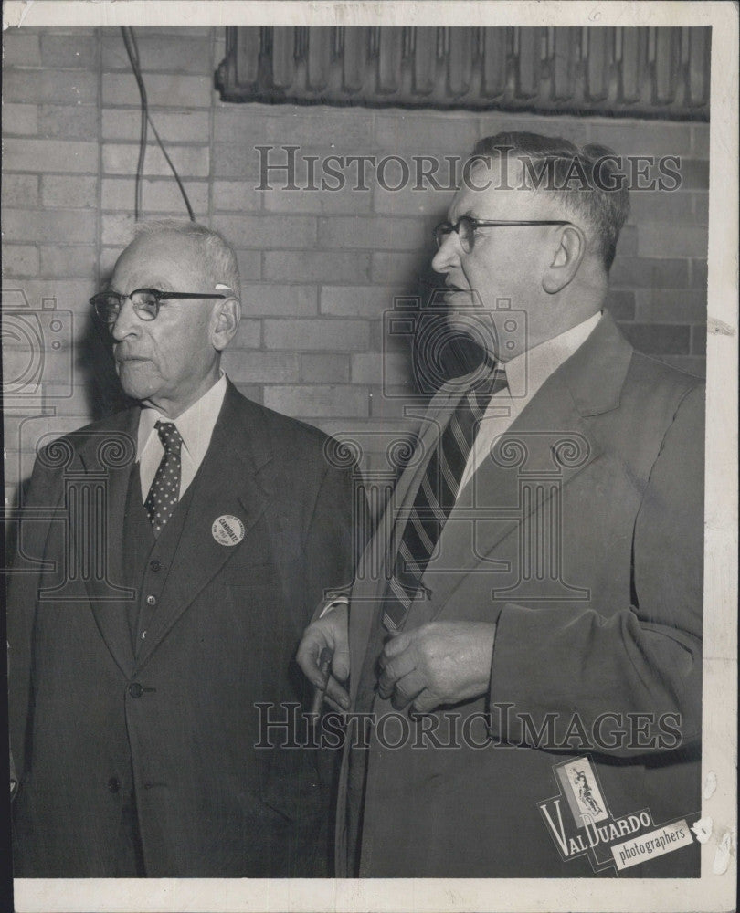 1953 Press Photo Hyman Phil and John  D.Lynch, Veteran Councilors. - Historic Images