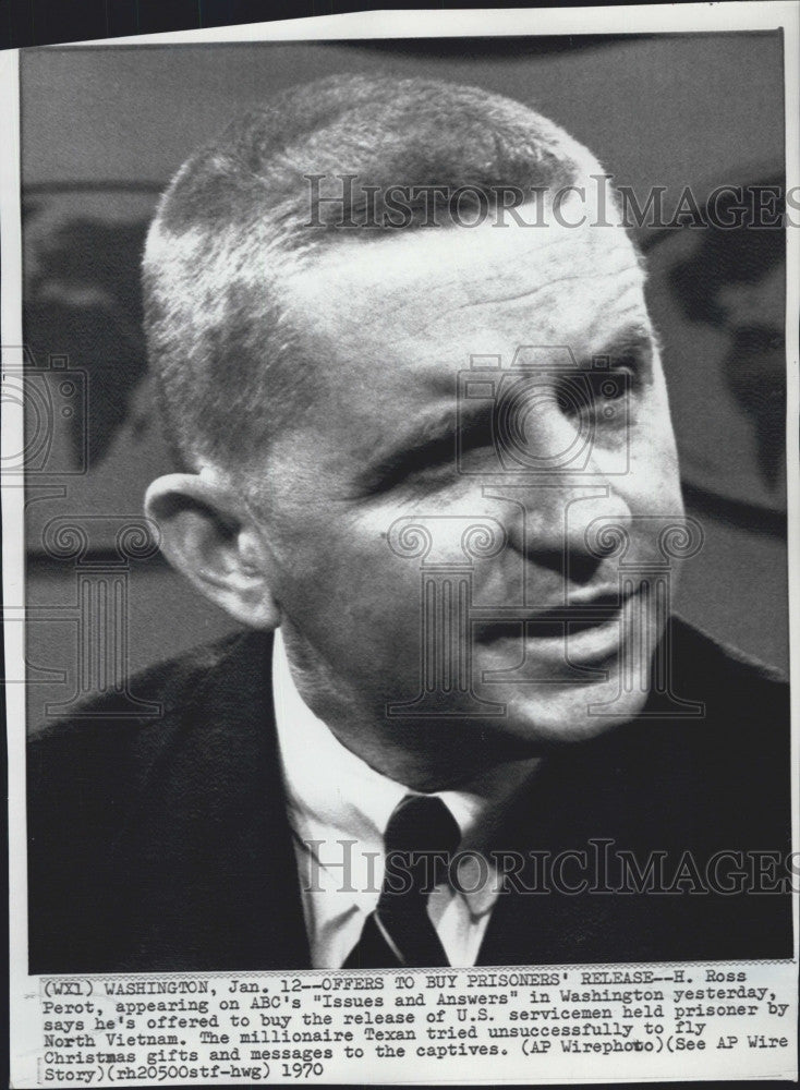 1970 Press Photo H Ross Perot appearing on ABC&#39;s &quot;Issues and Answers&quot; in - Historic Images