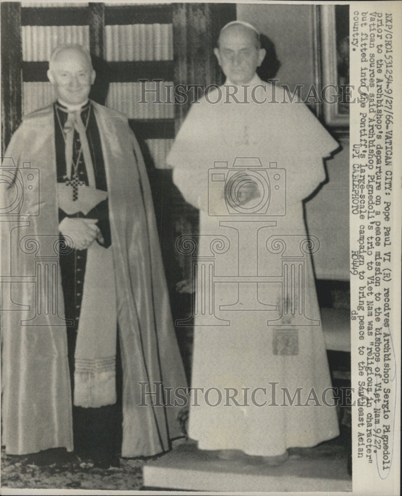 1966 Press Photo Pope Paul VI &amp; Archbishop Sergio Pignedoli - Historic Images