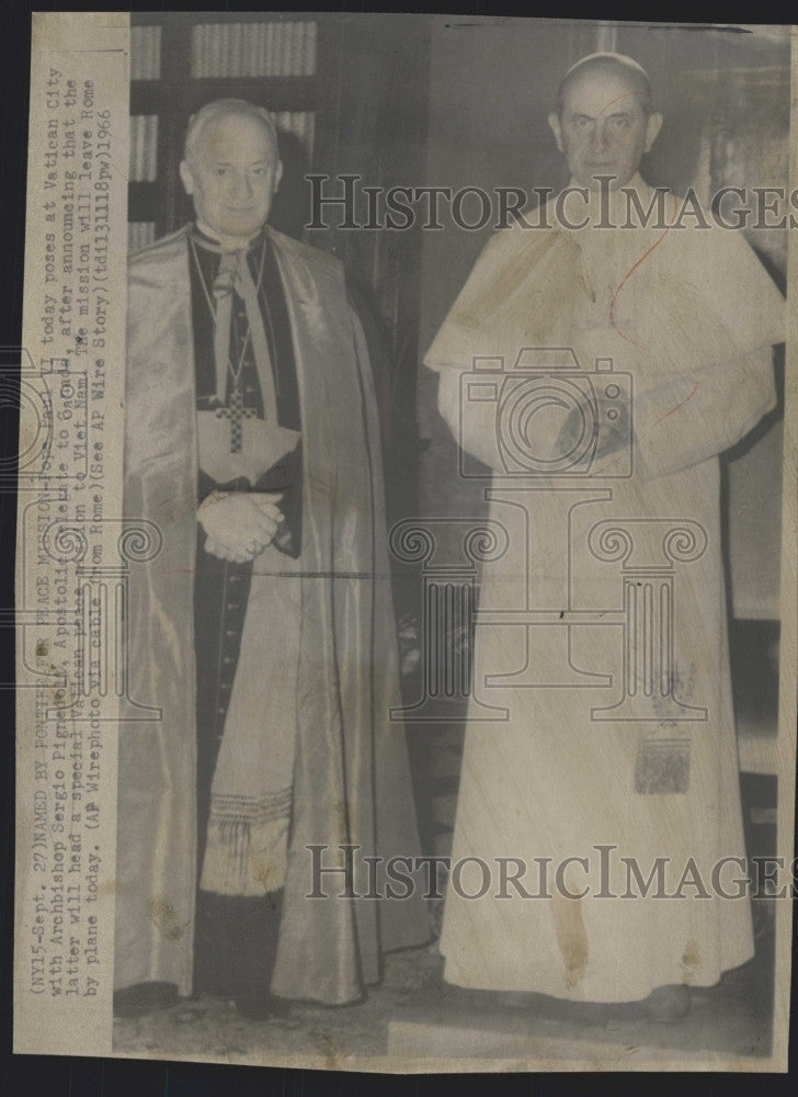 1966 Press Photo Pope Paul VI &amp; Archbishop Sergio Pignedoli - Historic Images