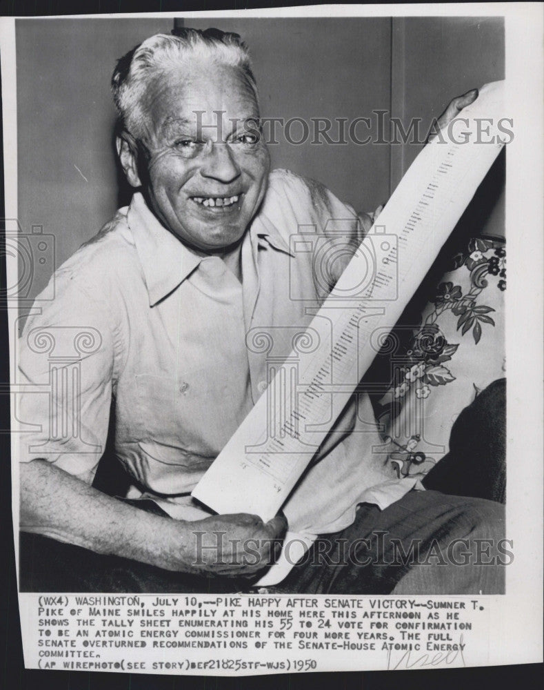 Sumner T. Pike of Maine Atomic Energy Comm. 1950 Vintage Press Photo ...