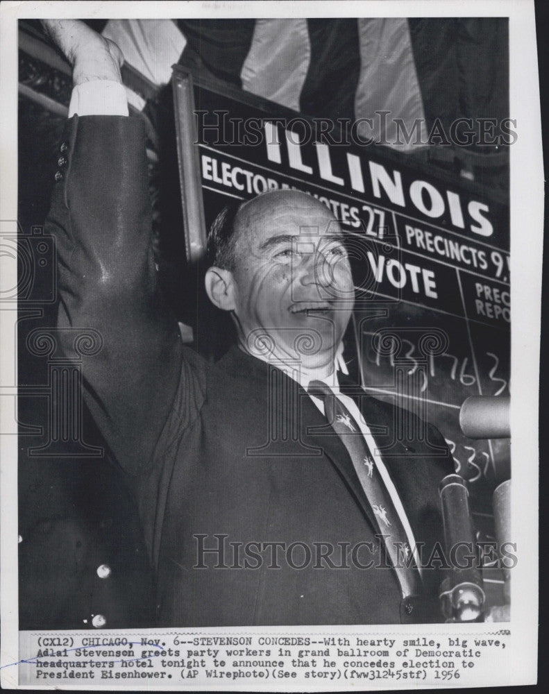 1956 Press Photo Presidential Candidate Adlai Stevenson - Historic Images